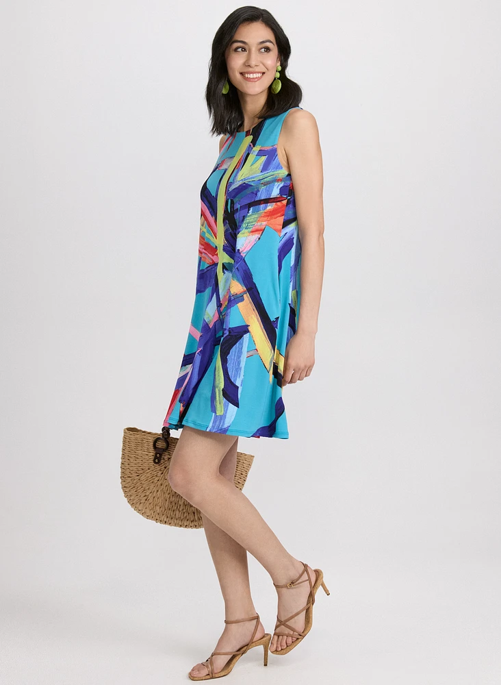 Robe droite à motif abstrait