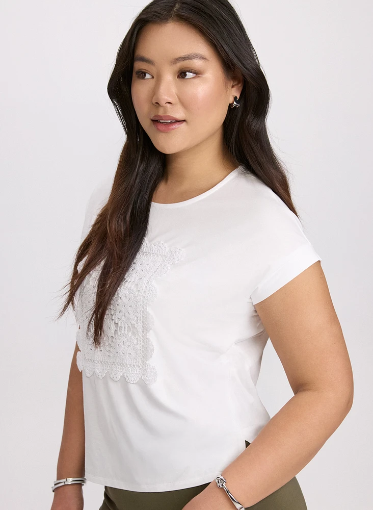 Cotton Crochet Applique T-Shirt