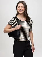 Striped Ruffle Sleeve T-Shirt