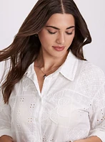 Embroidered Button-Down Blouse