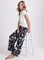Wide-Leg Floral Print Pants