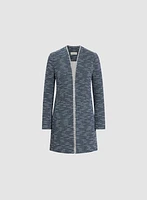 Veste longue en bouclé à bordure contrastante