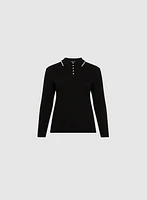 Pearl Trim Polo Sweater