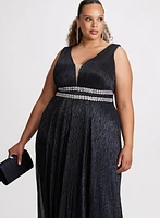 V-Neck Rhinestone Waist Dress