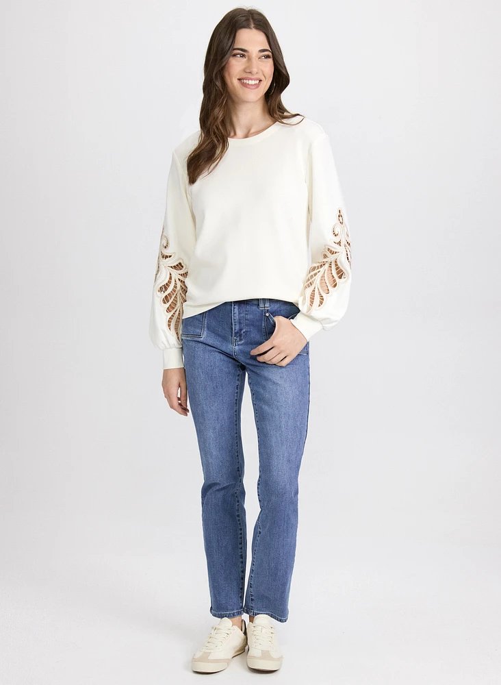 Embroidered Sleeve Top