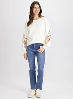Embroidered Sleeve Top