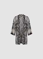 Patchwork Print Mesh Cover-Up