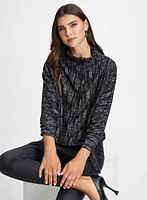 Marble Motif Funnel Neck Top