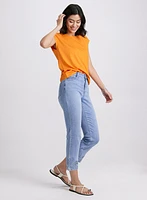 Embroidered Capri Jeans