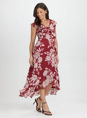 Robe cache-coeur florale à volants