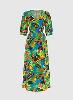 Robe tropical à manches bouffantes