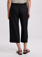 Linen-Blend Wide-Leg Capris