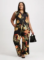 Tropical Pull-On Wide Leg Pants