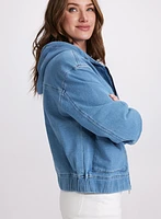 Hooded Denim Bomber Jacket