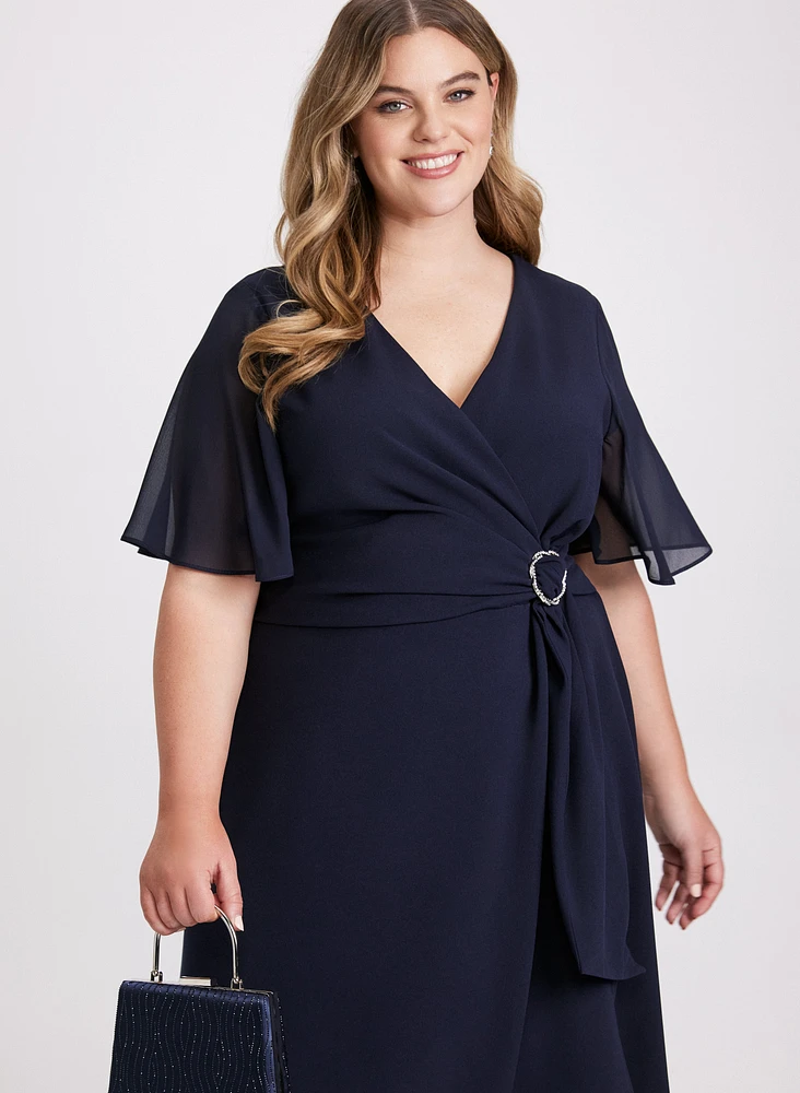 Metallic Brooch Dress