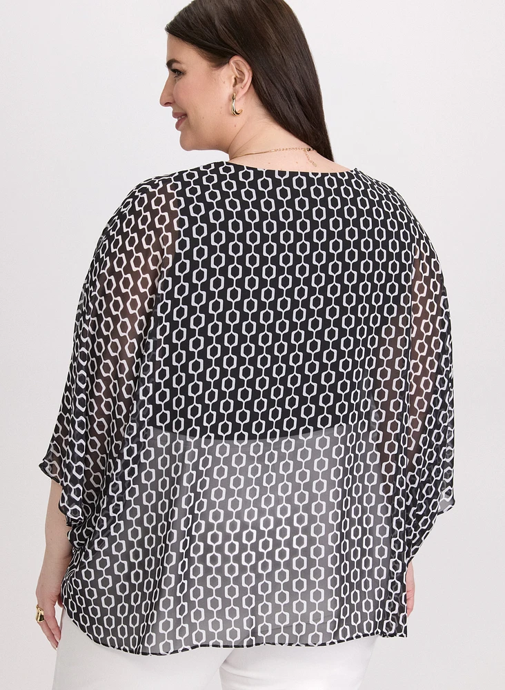Geometric Chiffon Blouse