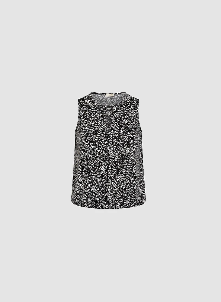 Sleeveless Scoop-Neck Keyhole Top