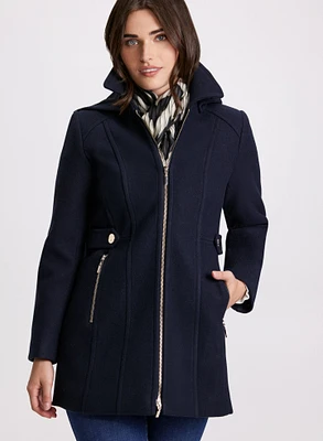 Manteau en mélange de laine à capuchon