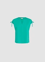Drawstring V-Neck Tee