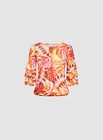 Tropical Pinched Sleeve Top