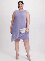 Metallic Plissé Overlay Dress