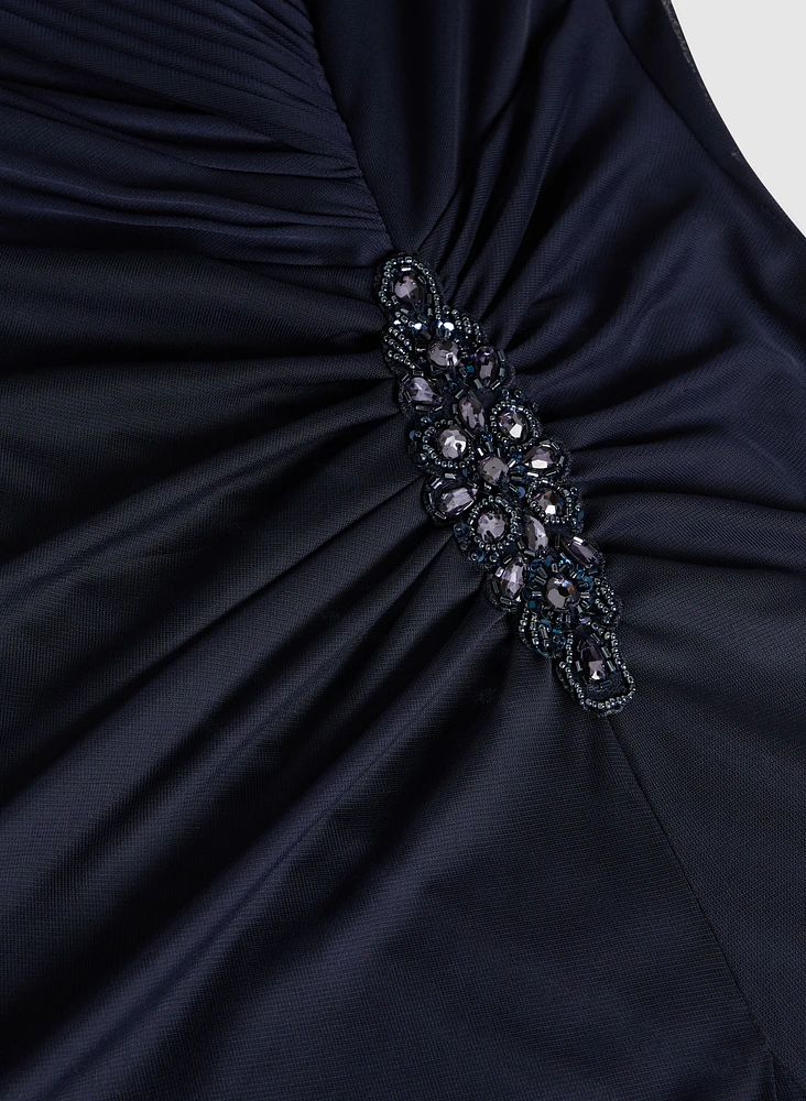 Sparkling Brooch Evening Dress