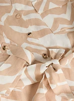 Linen-Blend Button-Front Dress