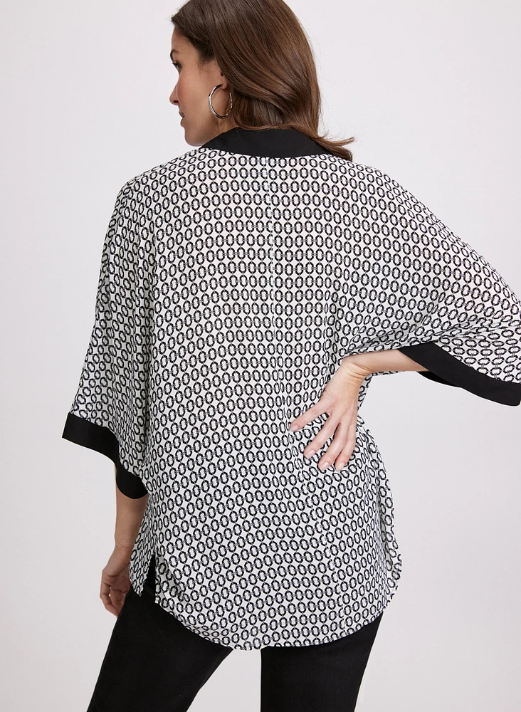 Geometric Contrast Blouse