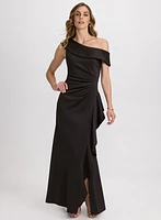 Asymmetric Waterfall Ruffle Dress