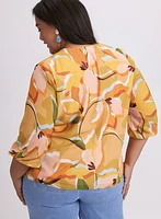 Floral Split Neck Blouse