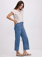Embroidered Wide-Leg Jeans