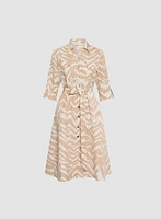Linen-Blend Button-Front Dress