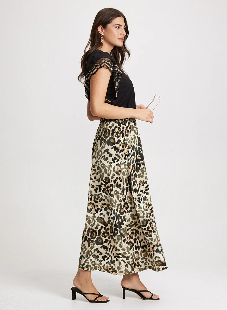 Long Leopard Print Skirt