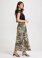 Long Leopard Print Skirt