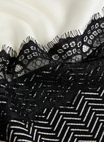 Printed Lace Overlay Sweater