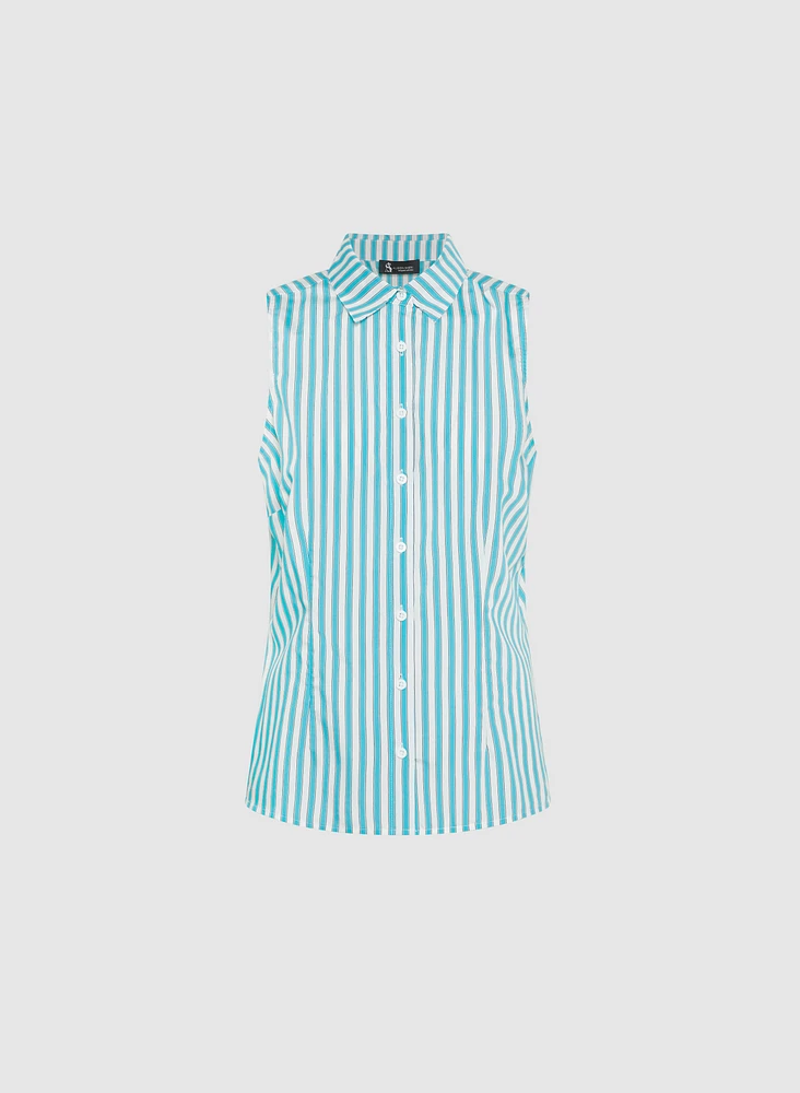 Striped Sleeveless Blouse