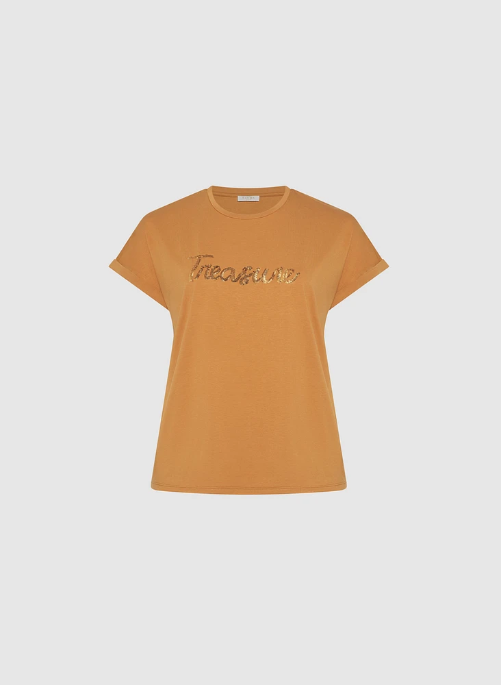 Sequined Script Tee
