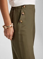 Wide Leg Linen-Blend Capris