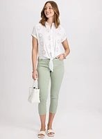 Embroidered Button-Down Blouse