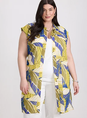 Tunique en chiffon à motif palmiers