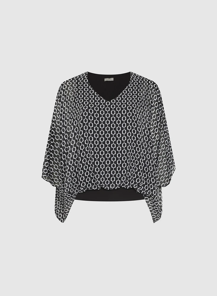 Geometric Chiffon Blouse