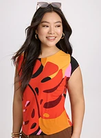 Graphic Palm Print Top