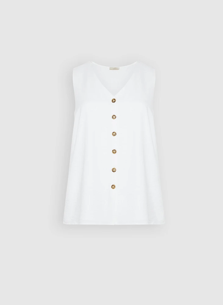 Blouse sans manches boutonnée