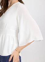 Flare Sleeve Button-Down Blouse