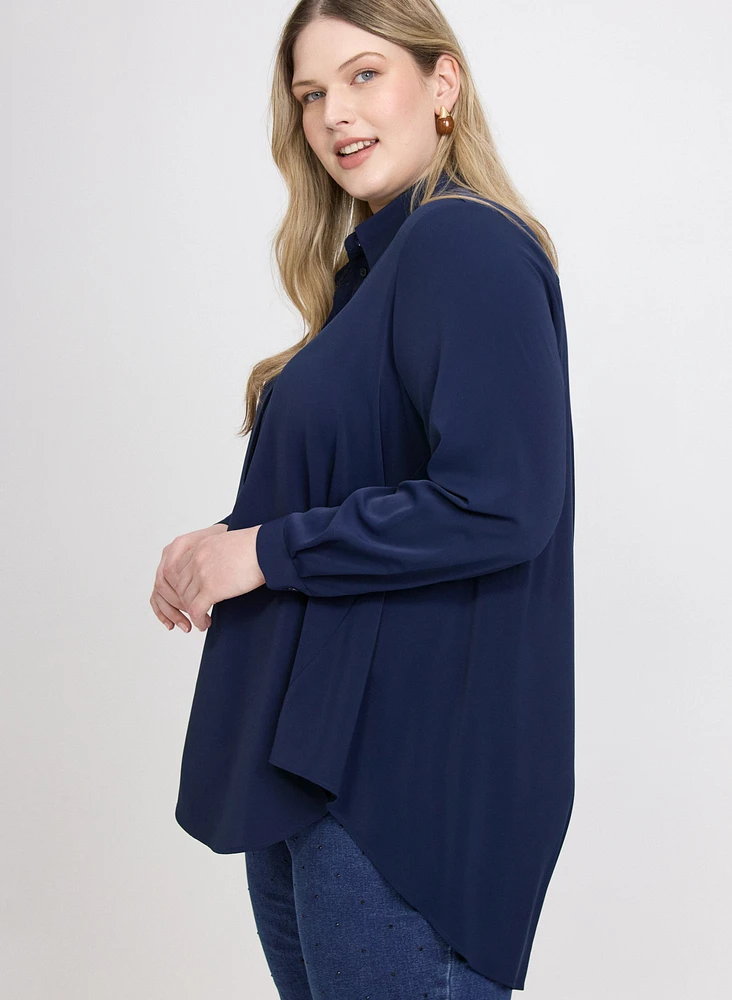 Asymmetric High-Low Hem Blouse