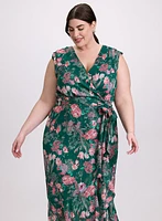 Floral Waterfall Ruffle Dress