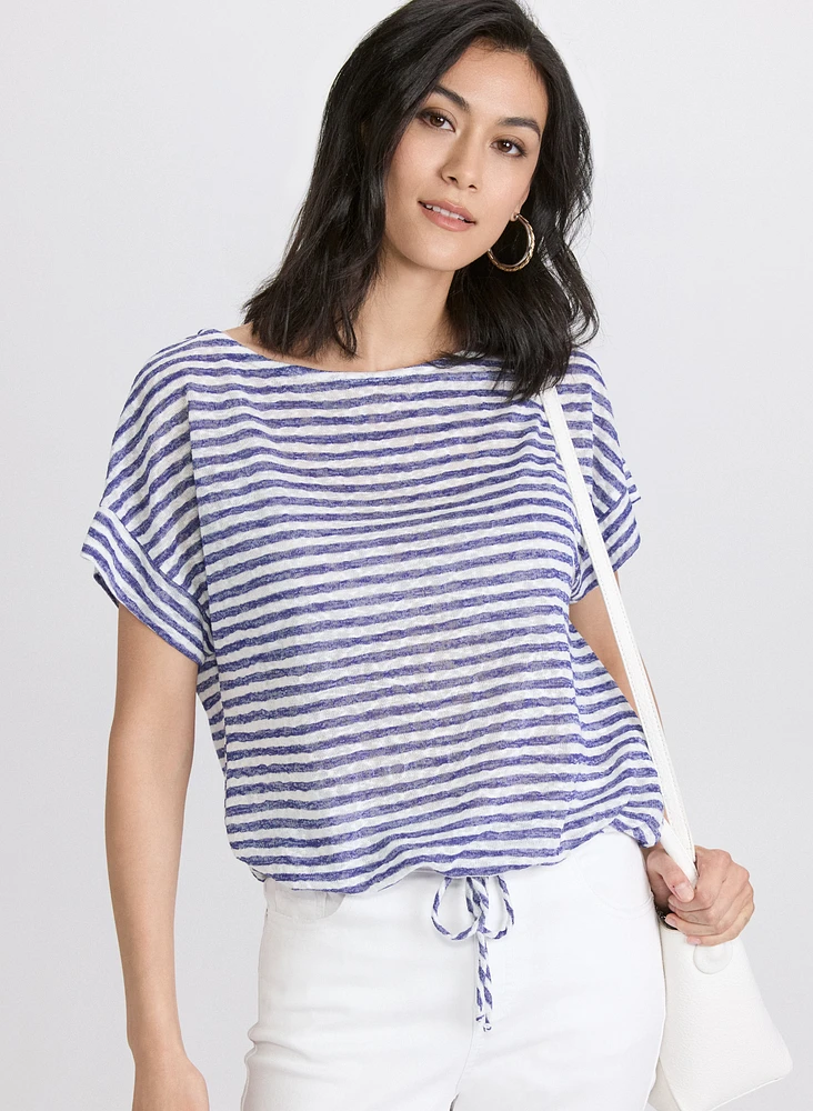 Striped Drawstring Top