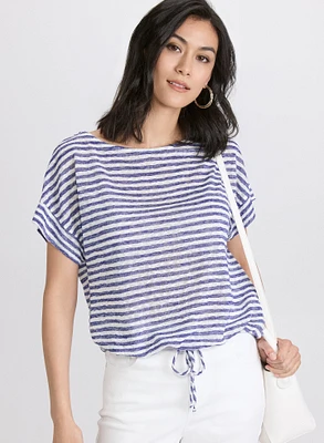 Striped Drawstring Top