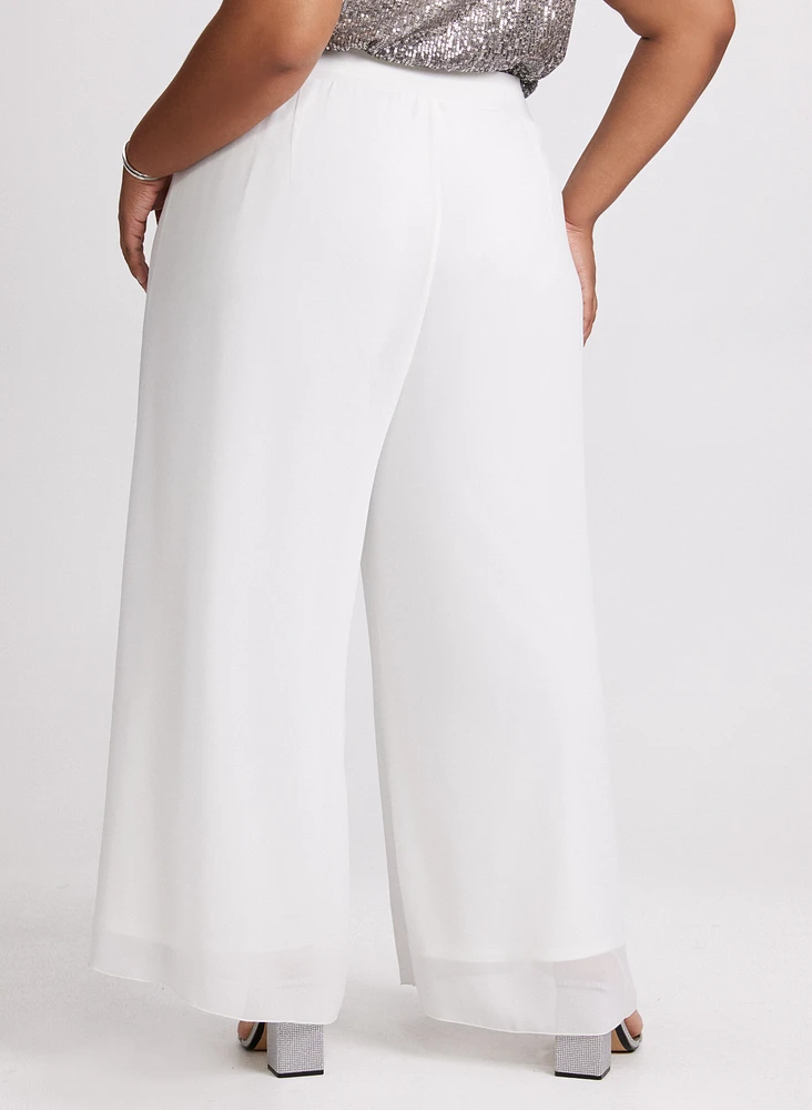 Olivia Chiffon Wide-Leg Pants