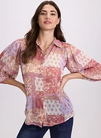 Patchwork Print Blouse